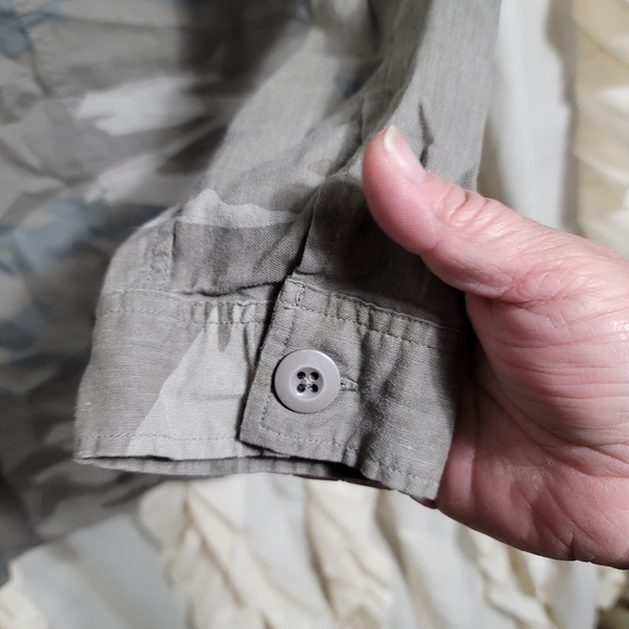 Rails Everett Camo Linen Blend Button Up Shirt Shacket Large - Picture 10 of 10
